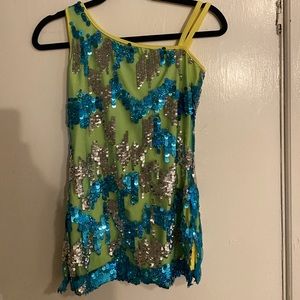 Glamour green and blue costume